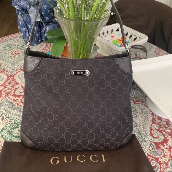Authentic Gucci GG canvas/ leather hobo bag